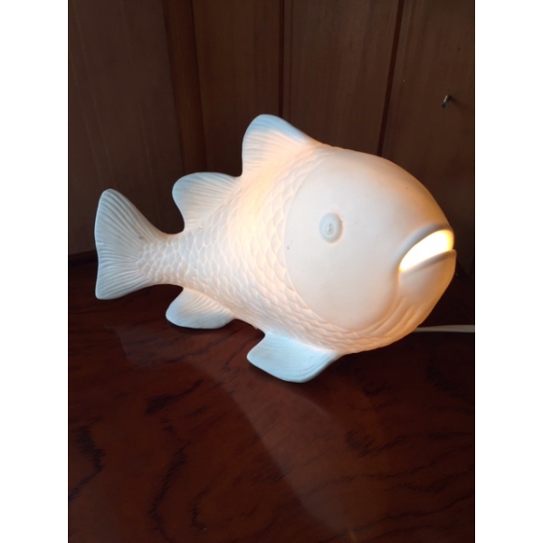 Lampe Poisson Blanc En Porcelaine Marie Galante