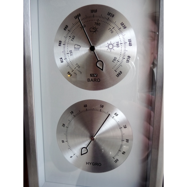 Station météo analogique 3 en 1 en inox Ø132mm - Baromètre, thermomètre,  hygromètre